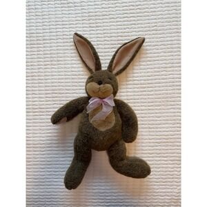 Vintage DAKIN Brown Bunny Rabbit Plush #62921 With Pink Bow Beanbag soft